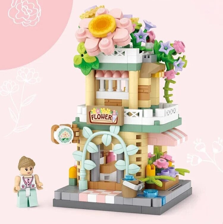 City View Ice Cream Panda Cafes Flower Camera Shops Micro Building Sets