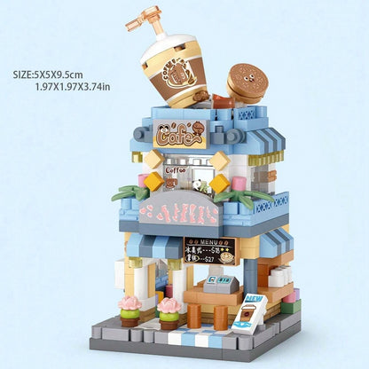City View Ice Cream Panda Cafes Flower Camera Shops Micro Building Sets