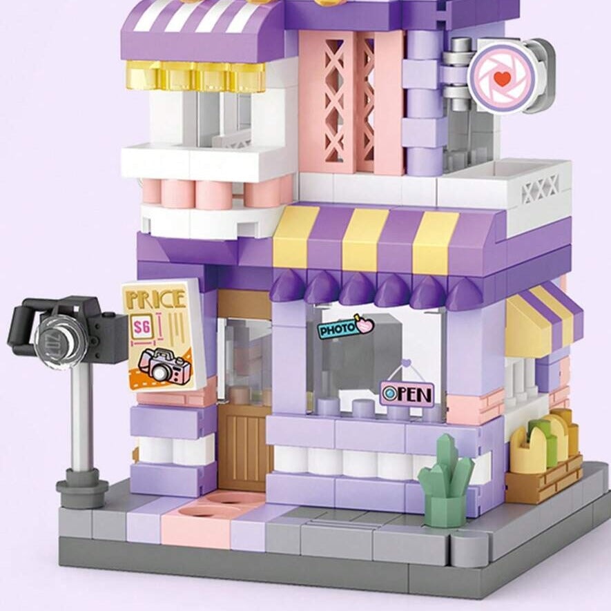 City View Ice Cream Panda Cafes Flower Camera Shops Micro Building Sets