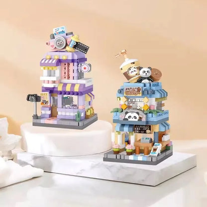 City View Ice Cream Panda Cafes Flower Camera Shops Micro Building Sets