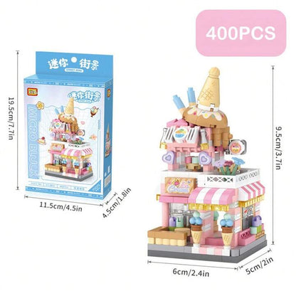 City View Ice Cream Panda Cafes Flower Camera Shops Micro Building Sets