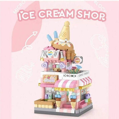 City View Ice Cream Panda Cafes Flower Camera Shops Micro Building Sets