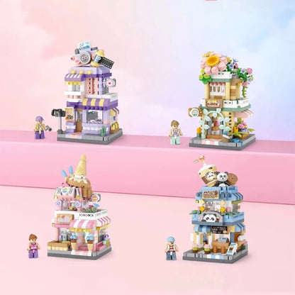 City View Ice Cream Panda Cafes Flower Camera Shops Micro Building Sets