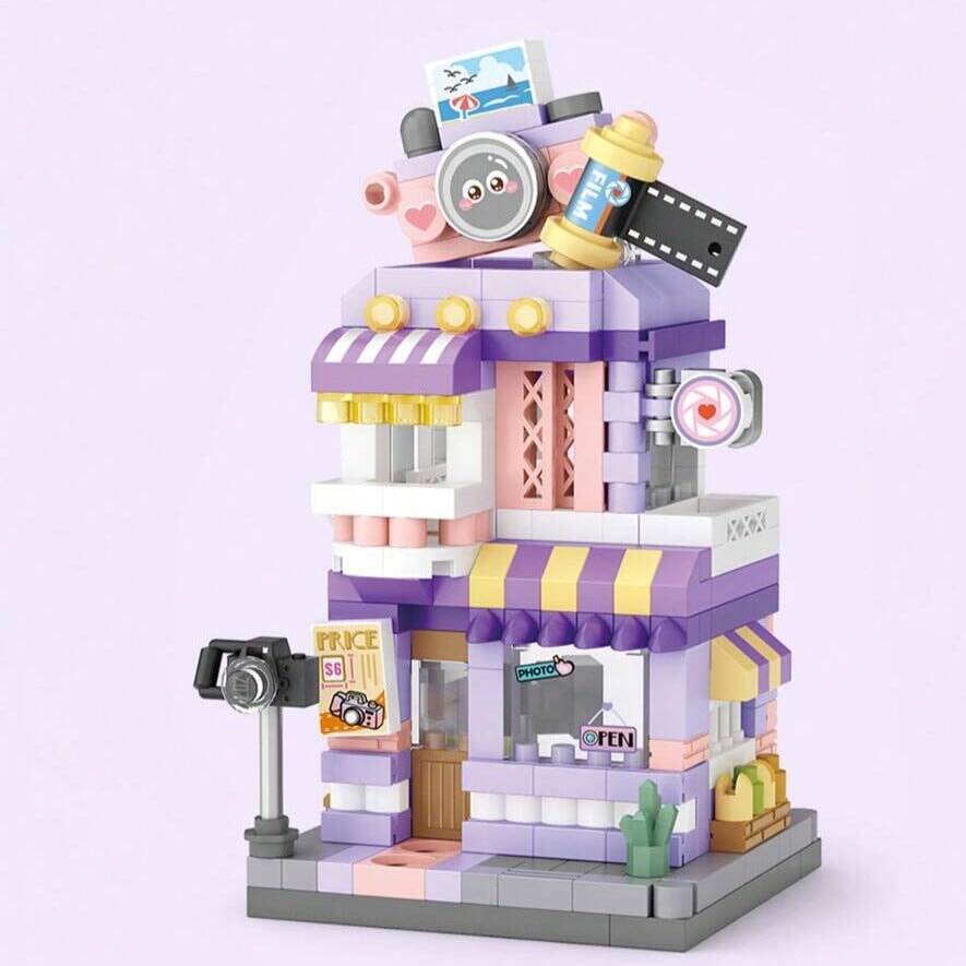 City View Ice Cream Panda Cafes Flower Camera Shops Micro Building Sets