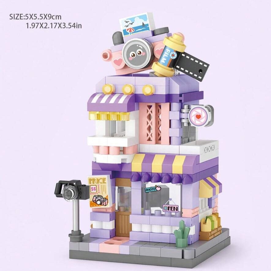 City View Ice Cream Panda Cafes Flower Camera Shops Micro Building Sets