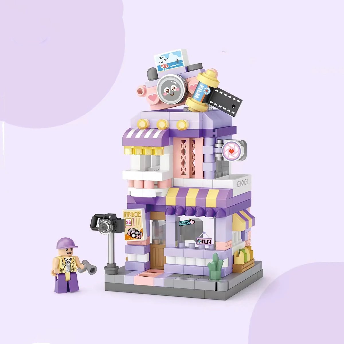 City View Ice Cream Panda Cafes Flower Camera Shops Micro Building Sets
