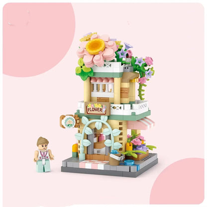 City View Ice Cream Panda Cafes Flower Camera Shops Micro Building Sets