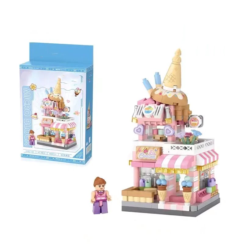 City View Ice Cream Panda Cafes Flower Camera Shops Micro Building Sets