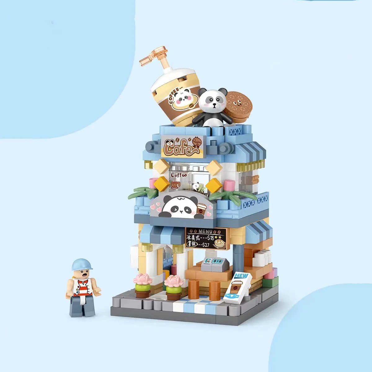 City View Ice Cream Panda Cafes Flower Camera Shops Micro Building Sets