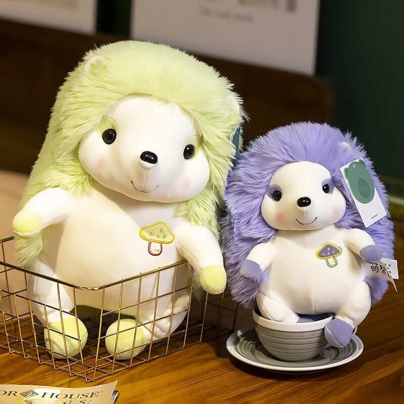 Colorful Sitting Hedgehog Family Plushies