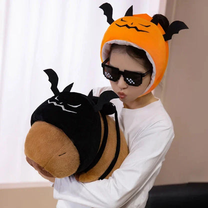 Cute Halloween Pumpkin Hat Bat Capybara Plush