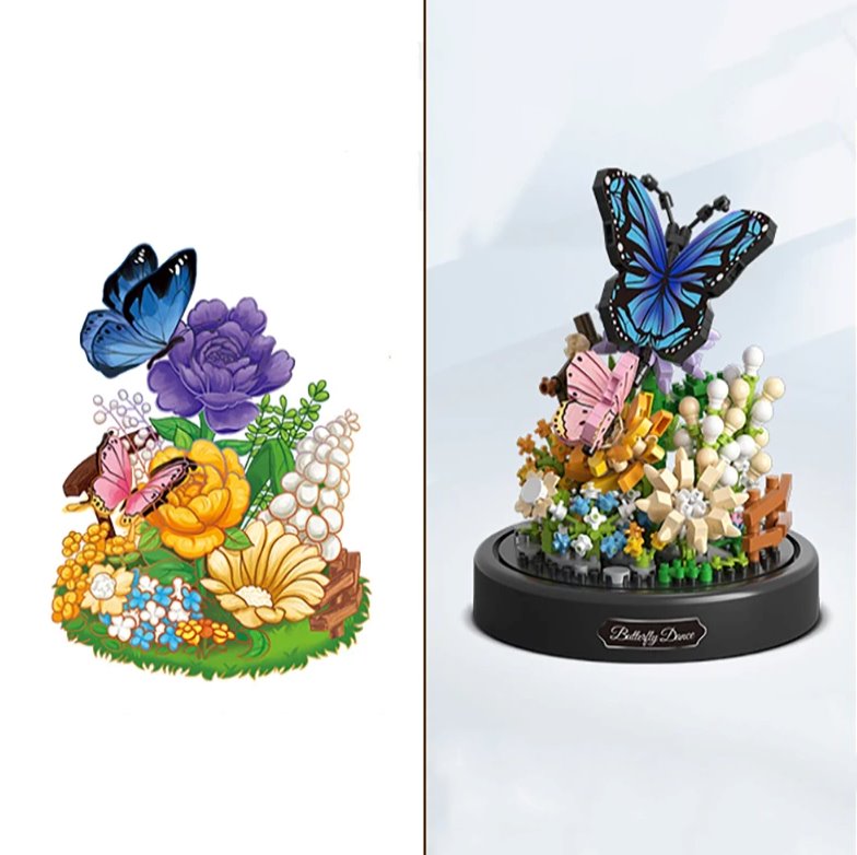 Flowers Insects Butterfly Bee Nano Building Blocks