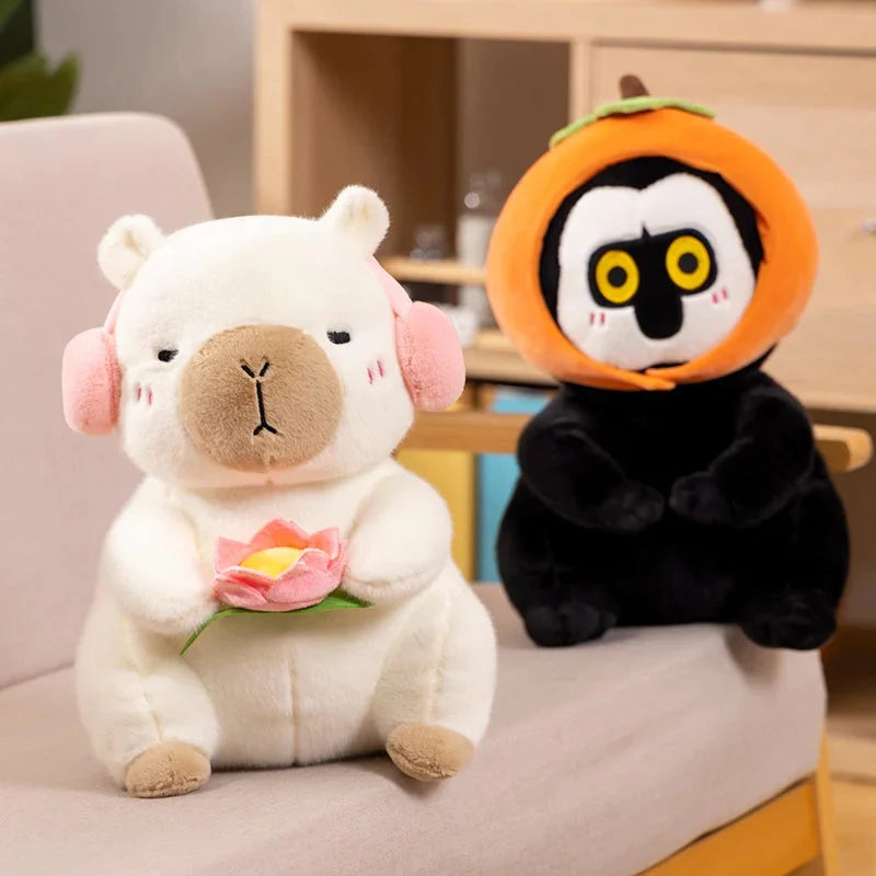 Fluffy Capybara & Monkey Plushie Pals