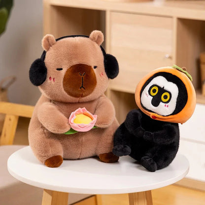 Fluffy Capybara & Monkey Plushie Pals