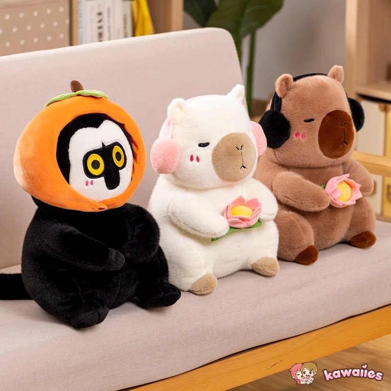 Fluffy Capybara & Monkey Plushie Pals