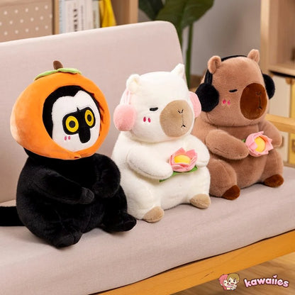 Fluffy Capybara & Monkey Plushie Pals