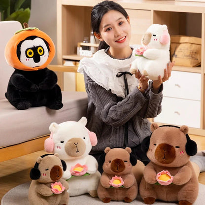 Fluffy Capybara & Monkey Plushie Pals