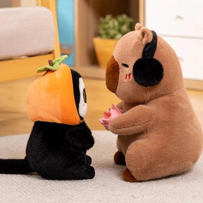 Fluffy Capybara & Monkey Plushie Pals