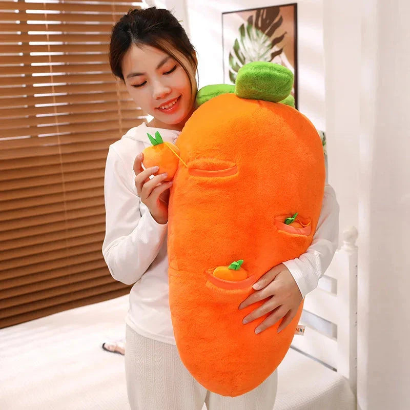 Fluffy Carrot Plushie with Mini Hanging Carrots
