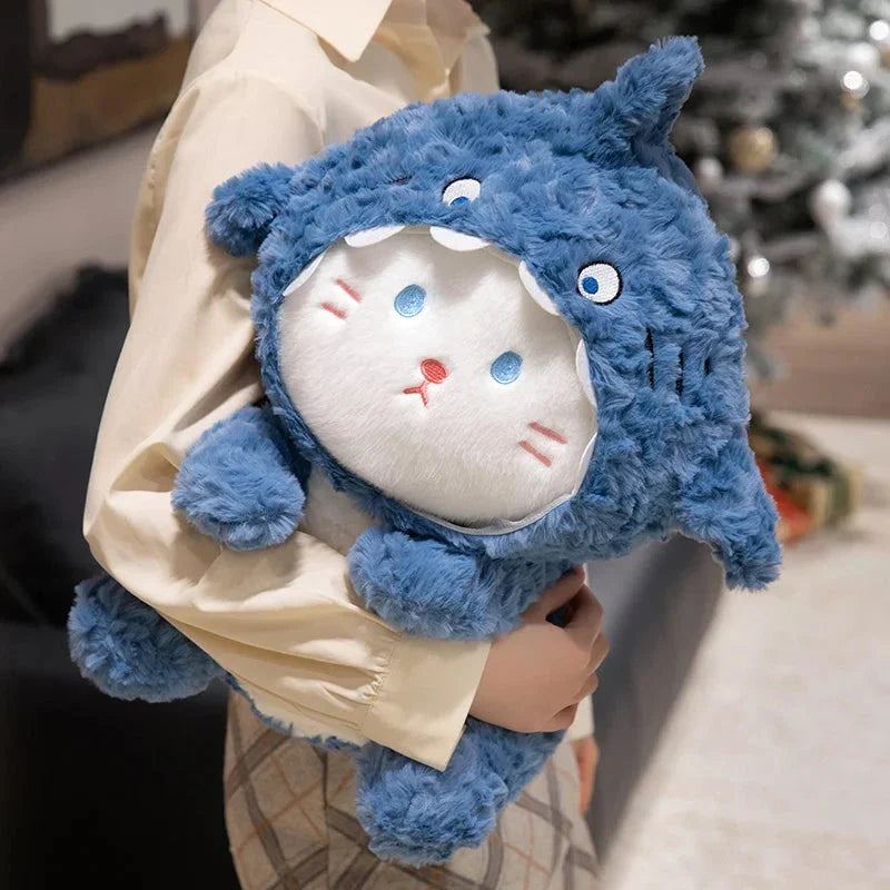 Fluffy Dog & Cat in Shark Outfit Plushie