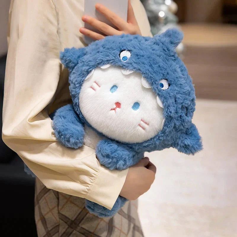 Fluffy Dog & Cat in Shark Outfit Plushie