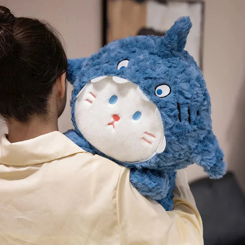 Fluffy Dog & Cat in Shark Outfit Plushie