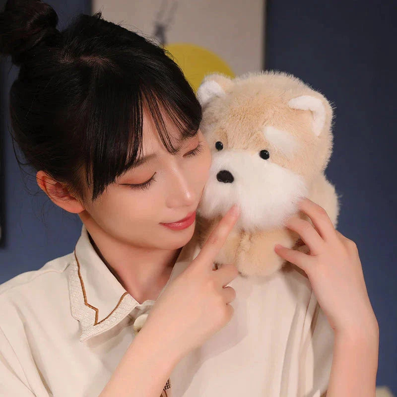 Fluffy Gray Biege Schnauzer Dog Plushie