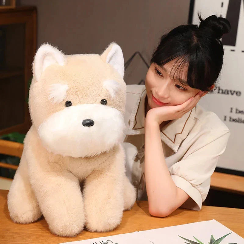 Fluffy Gray Biege Schnauzer Dog Plushie