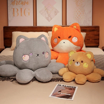 Fluffy Octo-Animal Fox Cat Bunny Bear Plushies