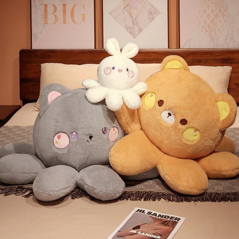 Fluffy Octo-Animal Fox Cat Bunny Bear Plushies