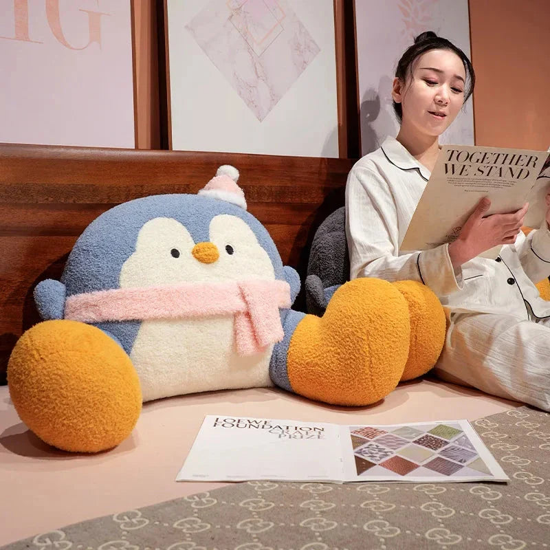 Fluffy Penguin Backrest Cushion Pillow Seat