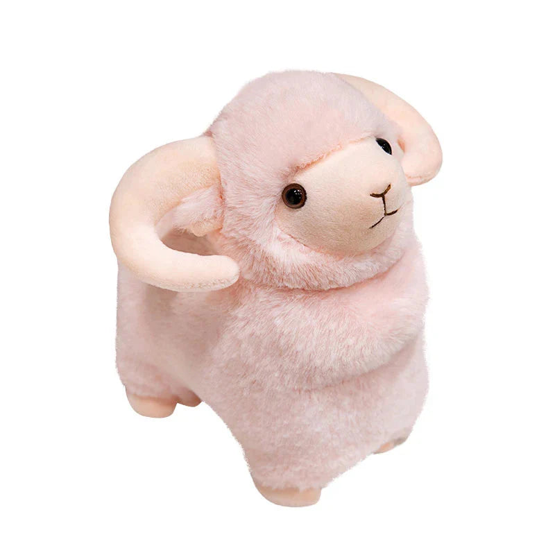 Fluffy Pink White Sheep Ram Plushies