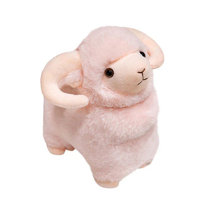 Fluffy Pink White Sheep Ram Plushies