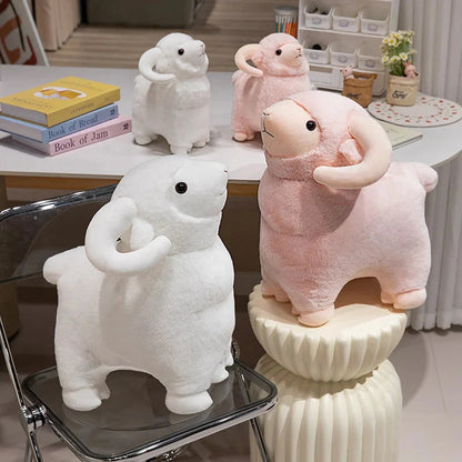 Fluffy Pink White Sheep Ram Plushies