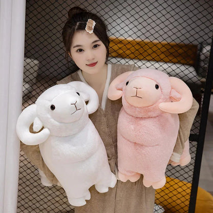 Fluffy Pink White Sheep Ram Plushies