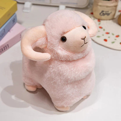 Fluffy Pink White Sheep Ram Plushies