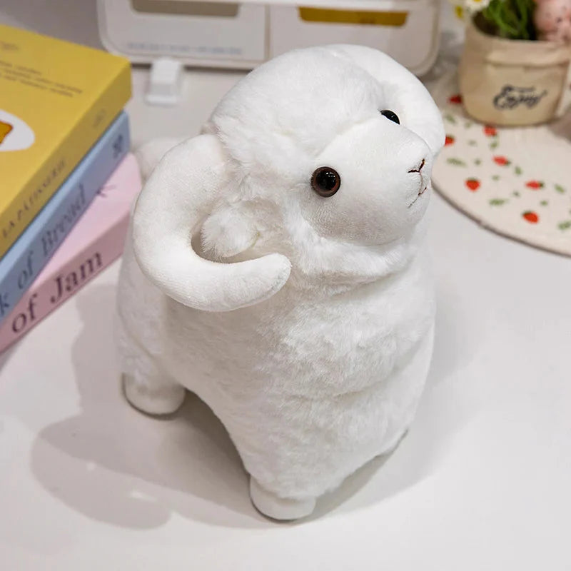 Fluffy Pink White Sheep Ram Plushies