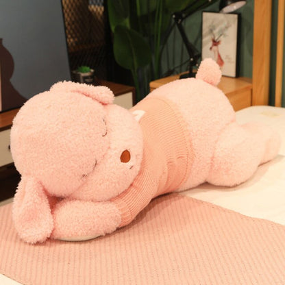 Fluffy Sleeping Brown White Dog Bear Plushie