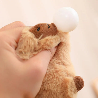 Fluffy Sleepy Capybara with Orange Plushie