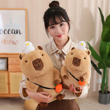 Fluffy Sleepy Capybara with Orange Plushie