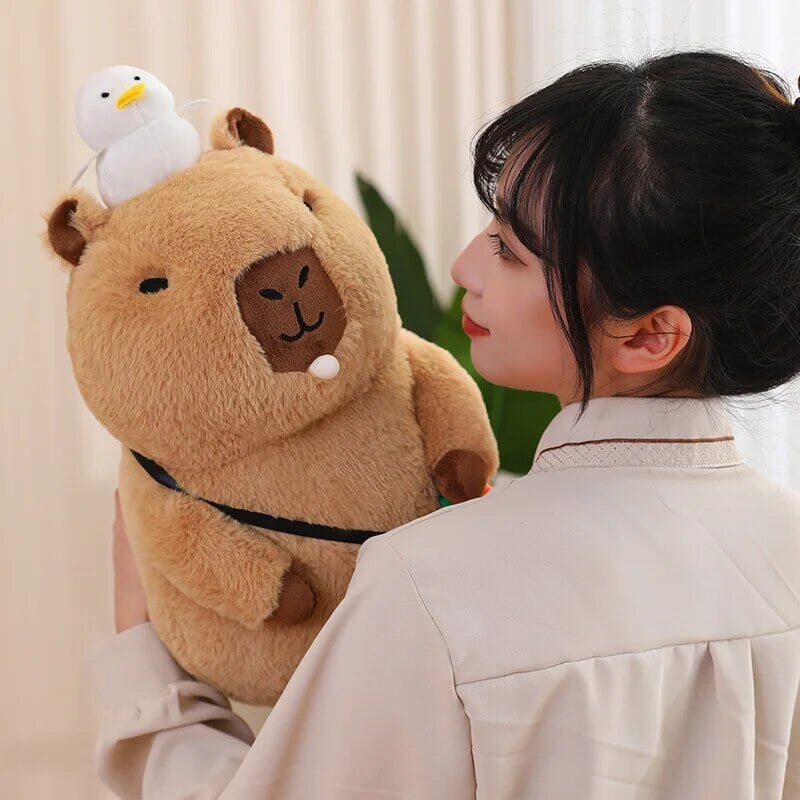 Fluffy Sleepy Capybara with Orange Plushie