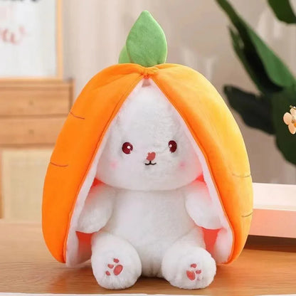 Fluffy Strawberry Carrot Bunny Zip Up Plushie