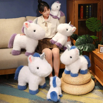 Fluffy White Blue Purple Chibi Unicorn Plushie