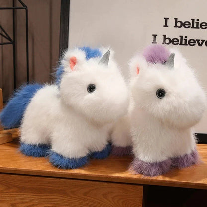 Fluffy White Blue Purple Chibi Unicorn Plushie