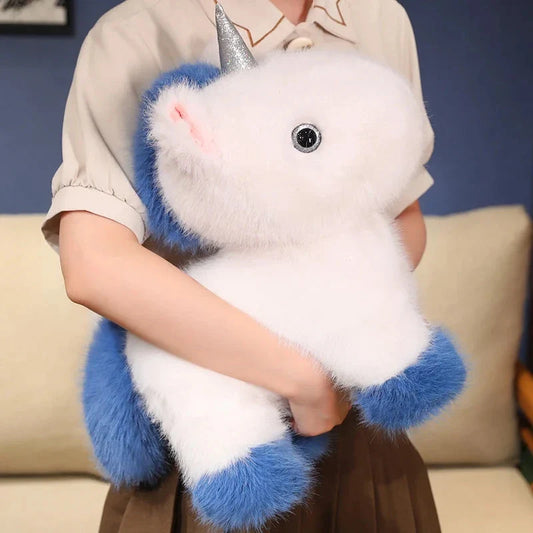 Fluffy White Blue Purple Chibi Unicorn Plushie