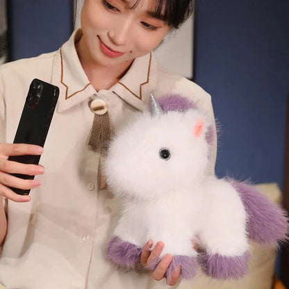 Fluffy White Blue Purple Chibi Unicorn Plushie