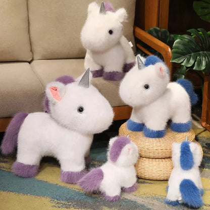 Fluffy White Blue Purple Chibi Unicorn Plushie