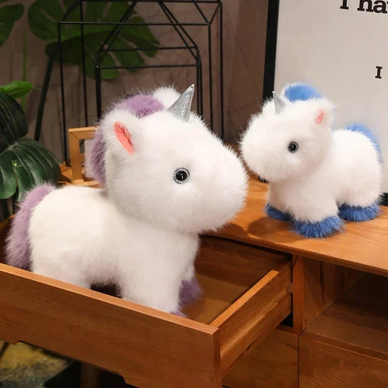 Fluffy White Blue Purple Chibi Unicorn Plushie