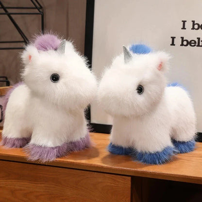 Fluffy White Blue Purple Chibi Unicorn Plushie