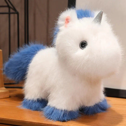 Fluffy White Blue Purple Chibi Unicorn Plushie